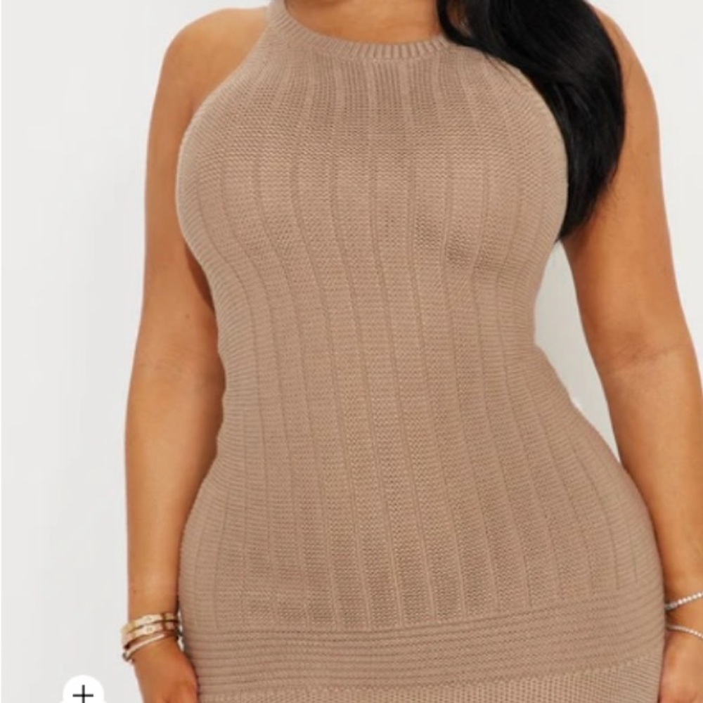 Elegant Tan Knit Dress